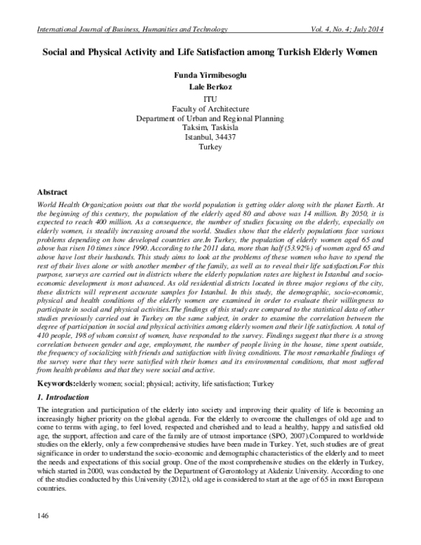 (PDF) Social and Physical Activity and Life Satisfaction among Turkish ...