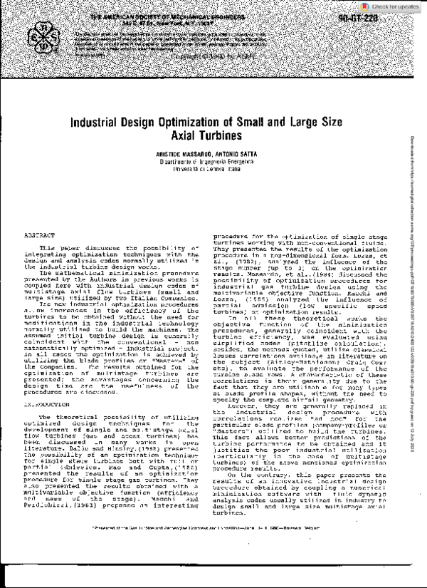 (PDF) Industrial Design Optimization of Small and Large Size Axial Turbines