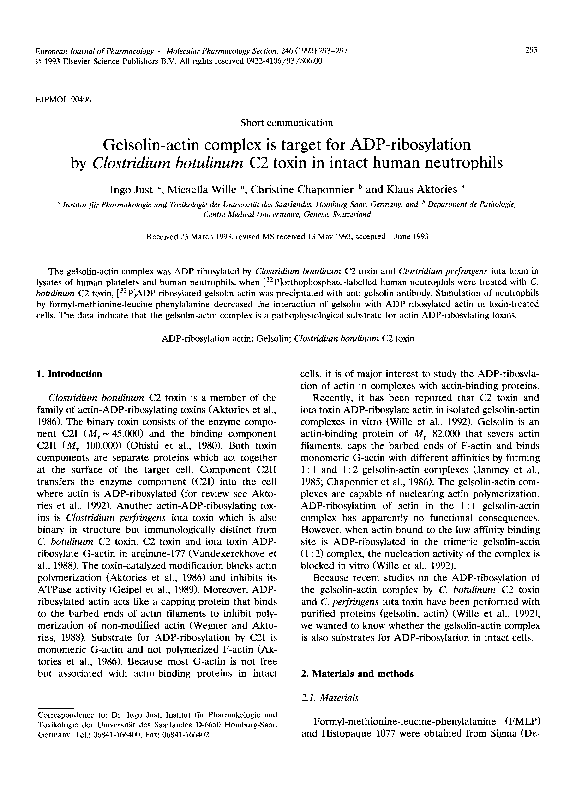 (PDF) Gelsolin-actin complex is target for ADP-ribosylation by ...