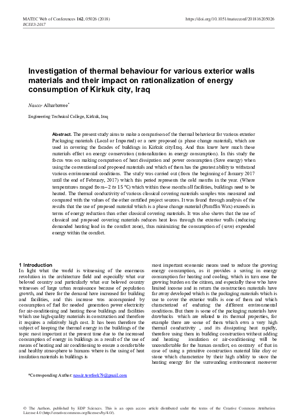 (PDF) Investigation of thermal behaviour for various exterior walls ...