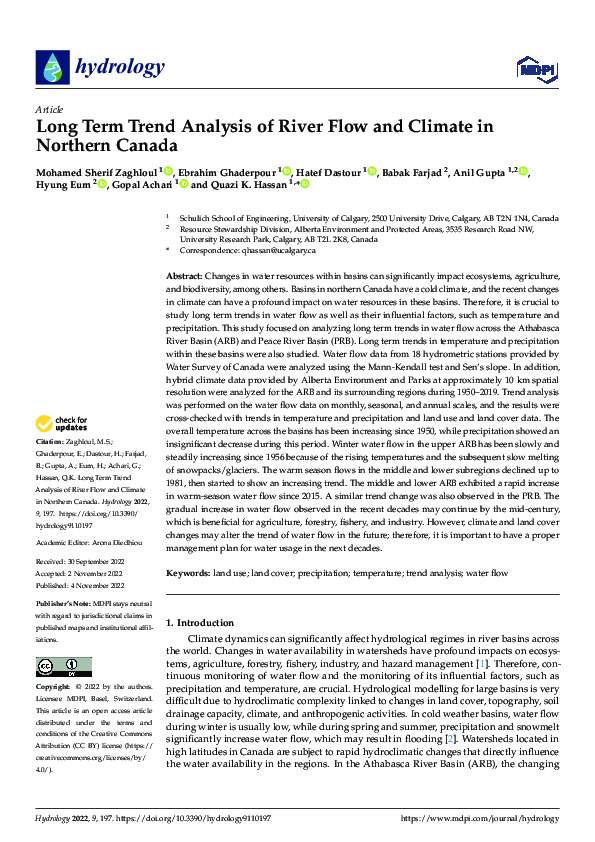 (PDF) Long Term Trend Analysis of River Flow and Climate in Northern Canada