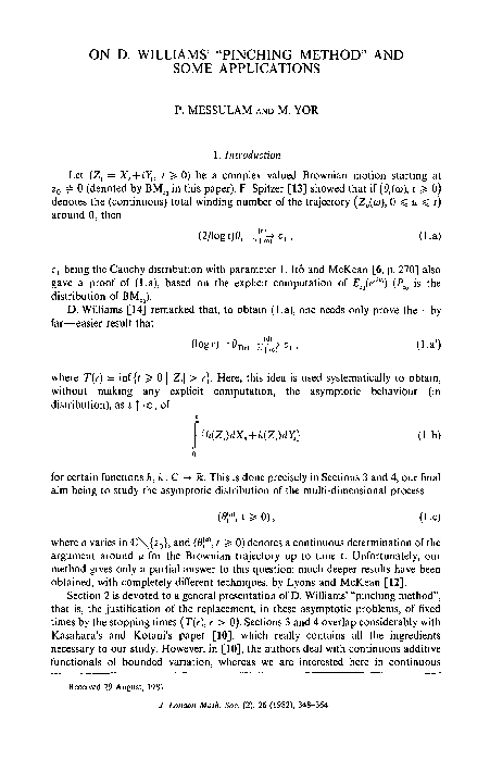 (PDF) On D. Williams' “Pinching Method” and Some Applications