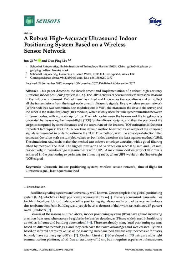 (PDF) A Robust High-Accuracy Ultrasound Indoor Positioning System Based ...