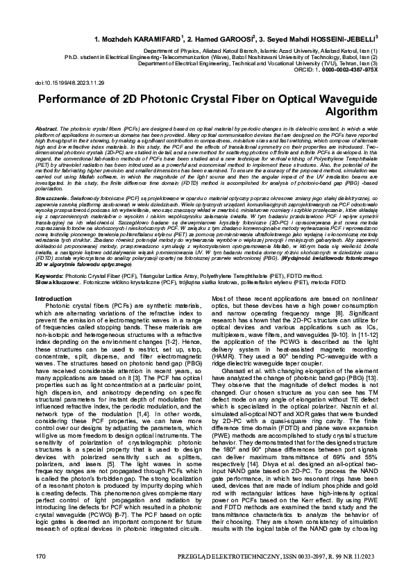 (PDF) Performance of 2D Photonic Crystal Fiber on Optical Waveguide ...