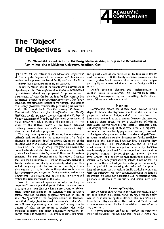 (PDF) The 'object' of objectives