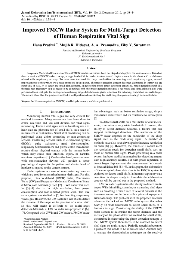 (PDF) Improved FMCW Radar System for Multi-Target Detection of Human ...