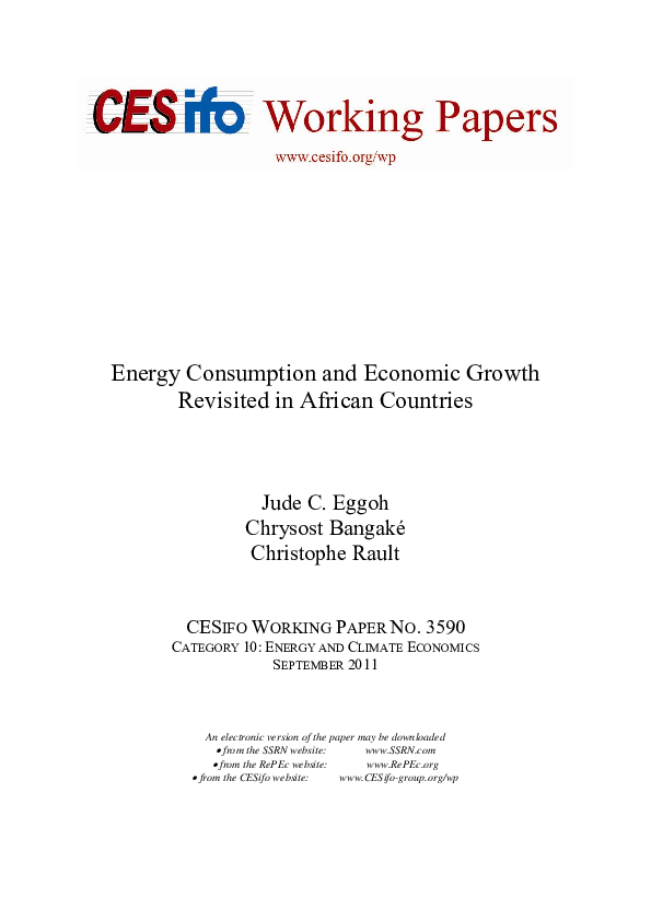 (PDF) Energy consumption and economic growth revisited in African countries