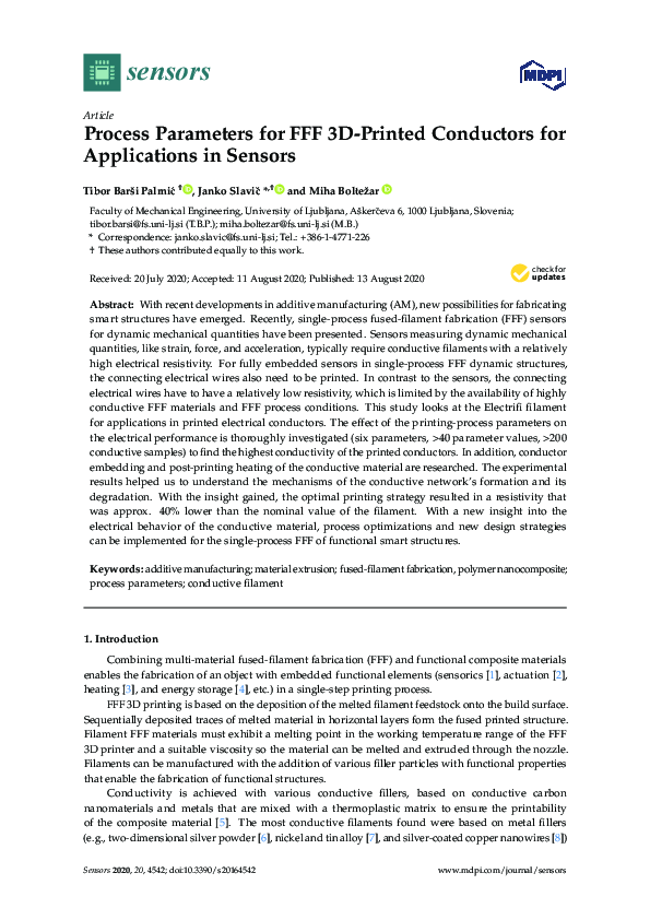 (PDF) Process Parameters for FFF 3D-Printed Conductors for Applications ...