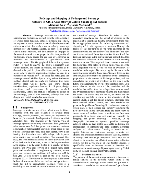 (PDF) Redesign and Mapping of Underground Sewerage Network in GIS, a ...