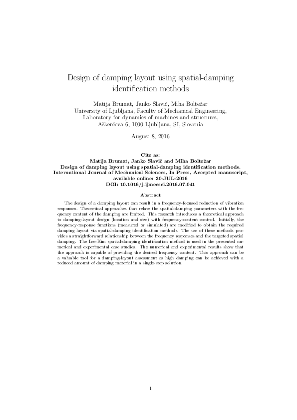 (PDF) Design of damping layout using spatial-damping identification methods