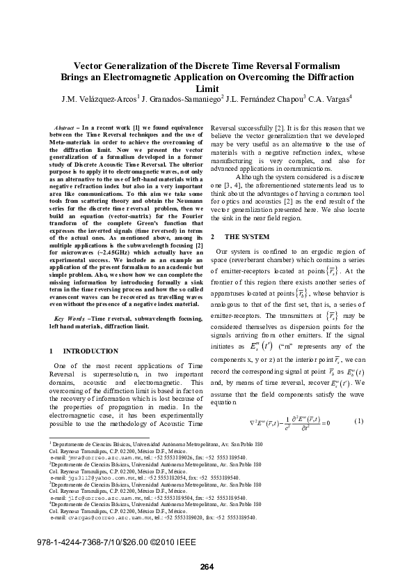(PDF) Vector generalization of the discrete Time Reversal formalism ...