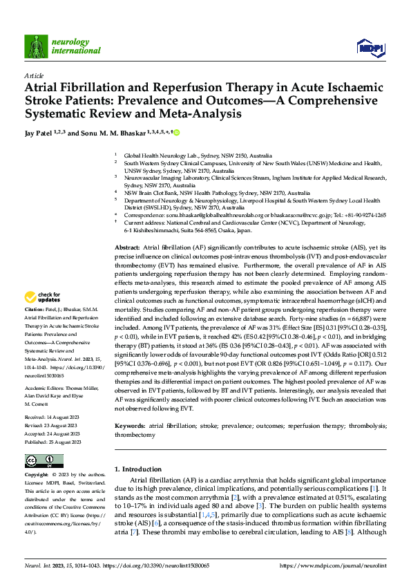 (PDF) Atrial Fibrillation and Reperfusion Therapy in Acute Ischaemic ...
