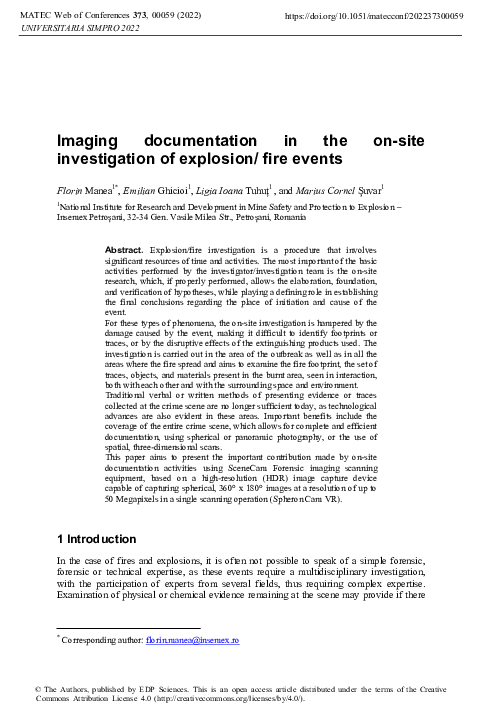 (PDF) Imaging documentation in the on-site investigation of explosion ...