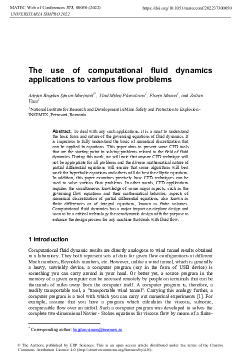 (PDF) The use of computational fluid dynamics applications to various ...