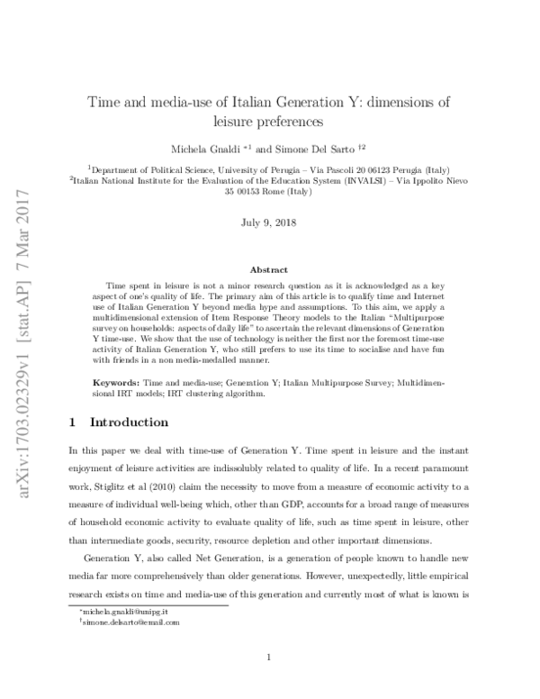(PDF) Time and media-use of Italian Generation Y: dimensions of leisure ...