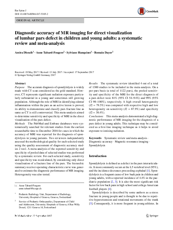 (PDF) Diagnostic accuracy of MR imaging for direct visualization of ...