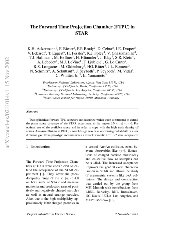 (PDF) The forward time projection chamber in STAR