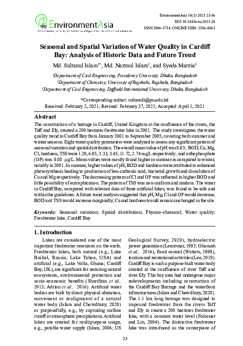 (PDF) Seasonal and Spatial Variation of Water Quality in Cardiff Bay ...