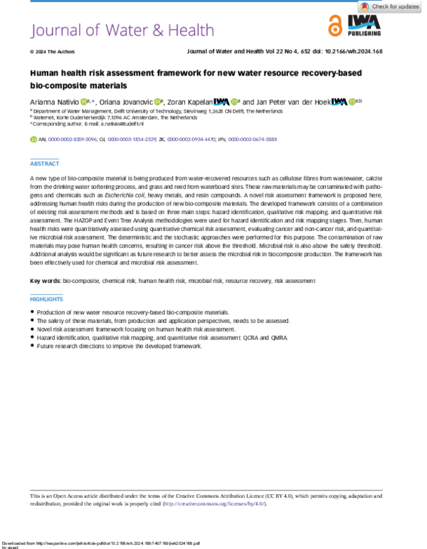 (PDF) Human health risk assessment framework for new water resource ...