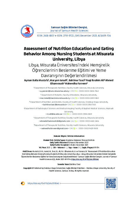 (PDF) Assessment of Nutrition Education and Eating Behavior Among ...