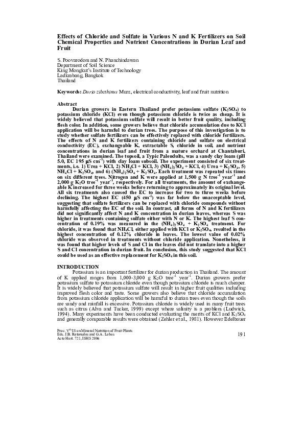 (PDF) Effects of Chloride and Sulfate in Various N and K Fertilizers on ...
