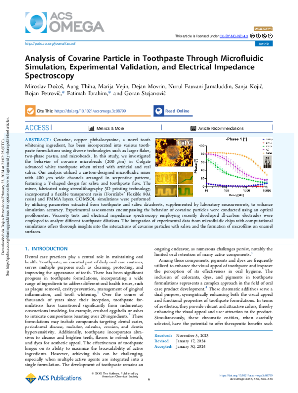 (PDF) Analysis of Covarine Particle in Toothpaste Through Microfluidic ...
