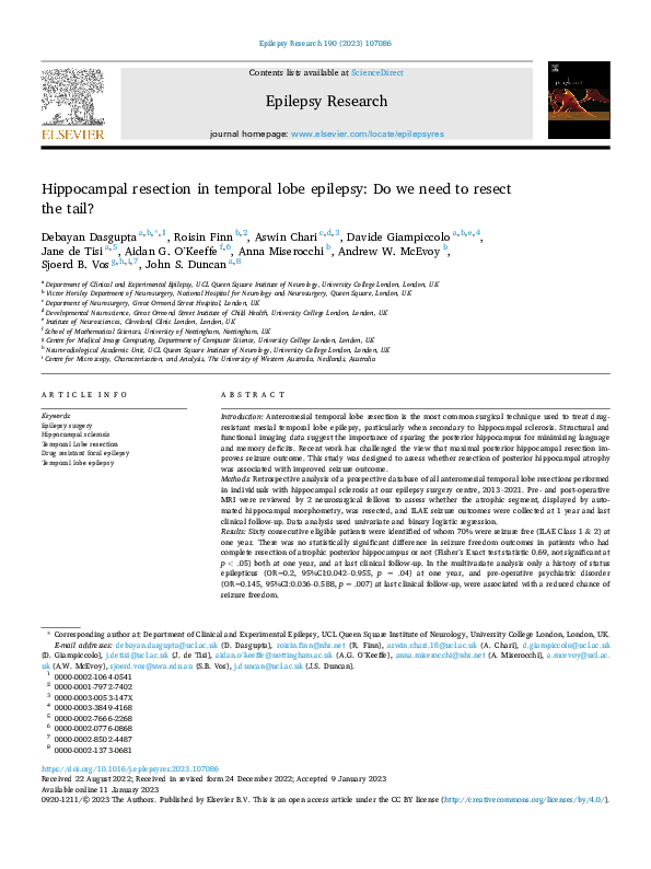 (PDF) Hippocampal resection in temporal lobe epilepsy: Do we need to ...