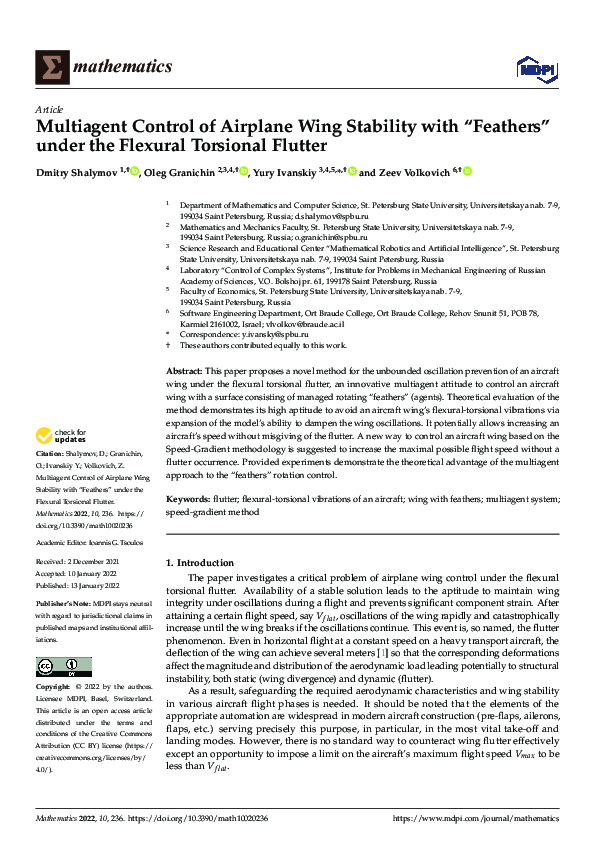 (PDF) Multiagent Control of Airplane Wing Stability with “Feathers ...