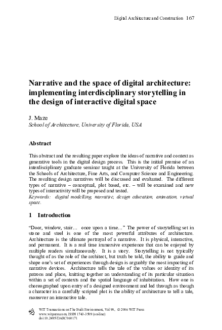 (PDF) Narrative and the space of digital architecture: implementing ...