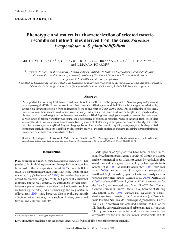 (PDF) Phenotypic and molecular characterization of selected tomato ...