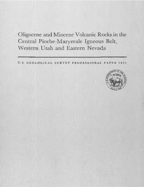 (PDF) Oligocene and Miocene volcanic rocks in the central Pioche ...