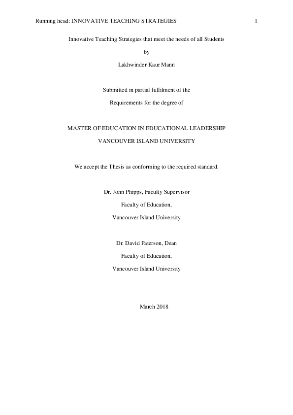 (PDF) Innovative teaching strategies that meet the needs of all students