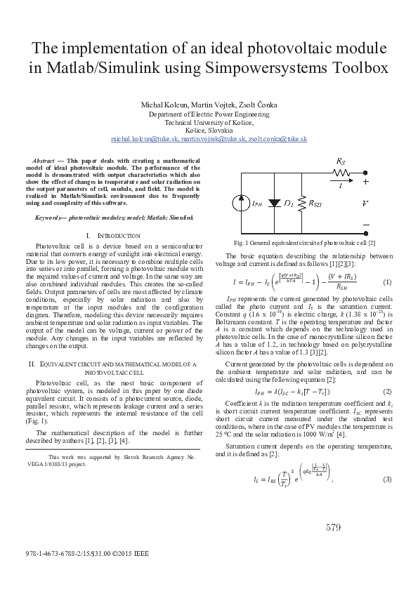 (PDF) The implementation of an ideal photovoltaic module in Matlab ...