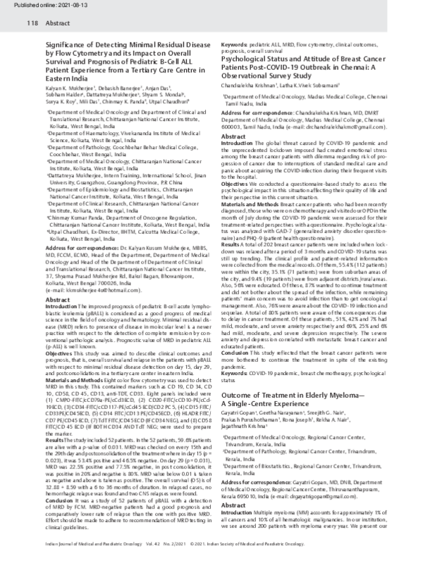 (PDF) Significance of Detecting Minimal Residual Disease by Flow ...