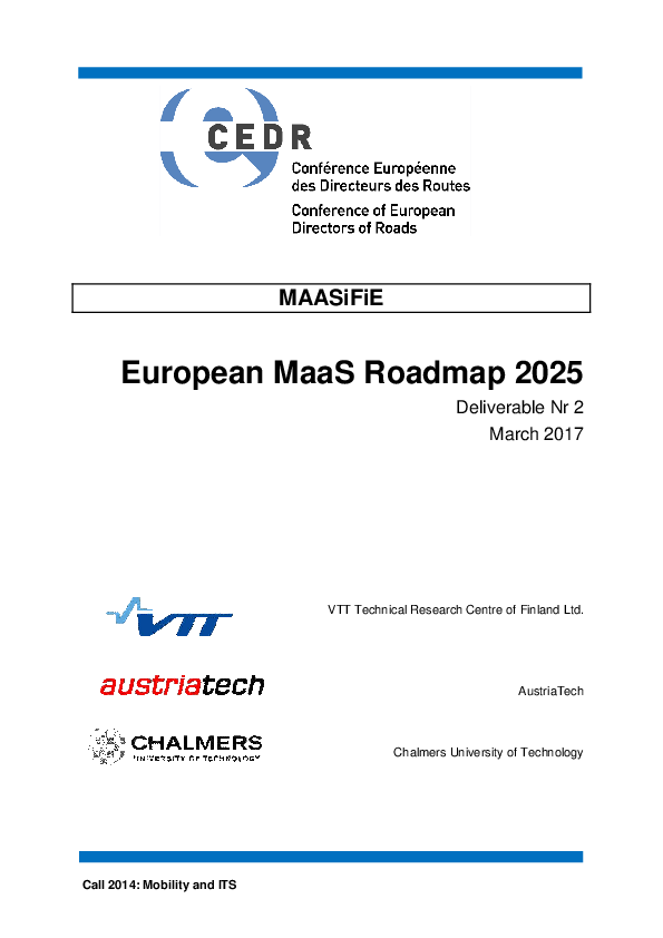 (PDF) European MaaS Roadmap 2025 - Deliverable Nr 2