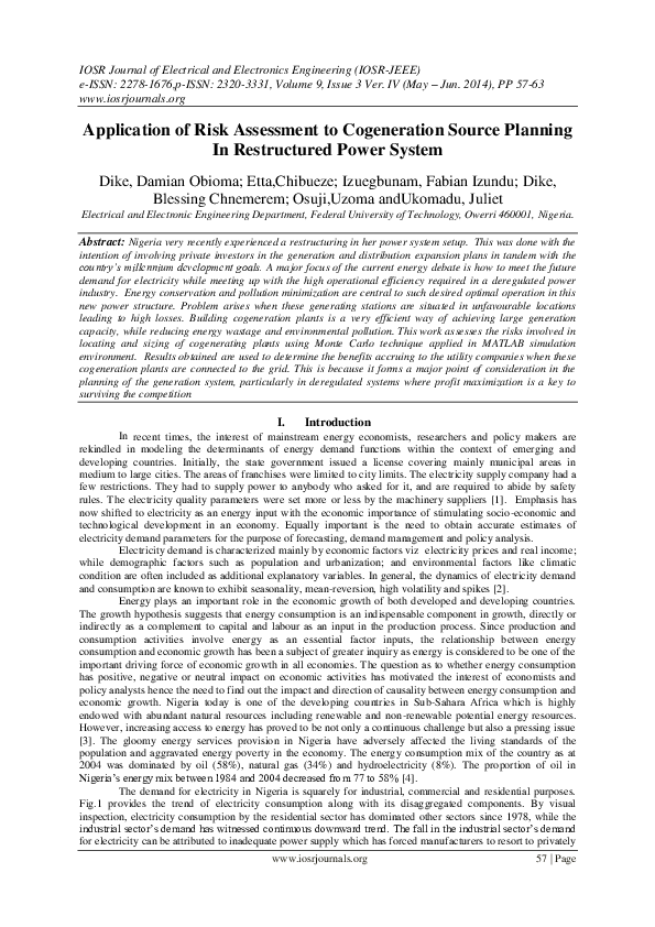 (PDF) Application of Risk Assessment to Cogeneration Source Planning In ...