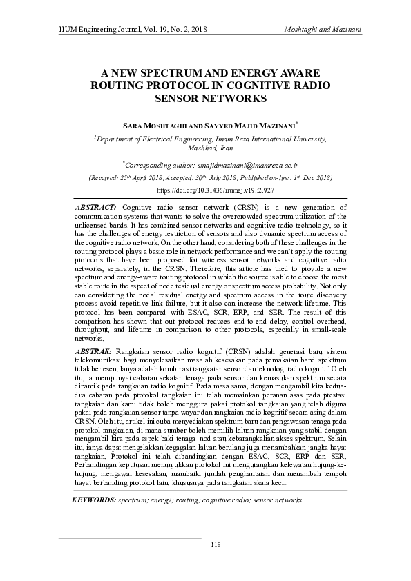 (PDF) A New Spectrum and Energy Aware Routing Protocol in Cognitive ...