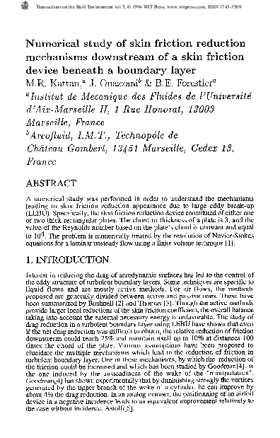 (PDF) Numerical Study Of Skin Friction ReductionMechanisms Downstream ...