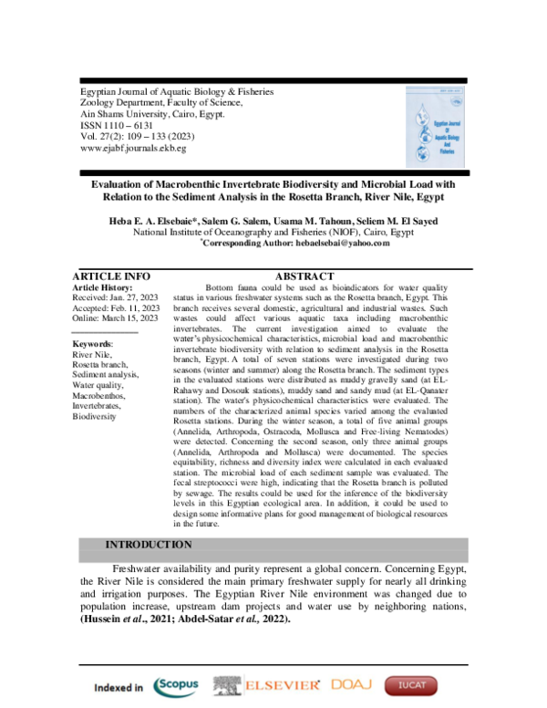 (PDF) Evaluation of Macrobenthic Invertebrate Biodiversity and ...