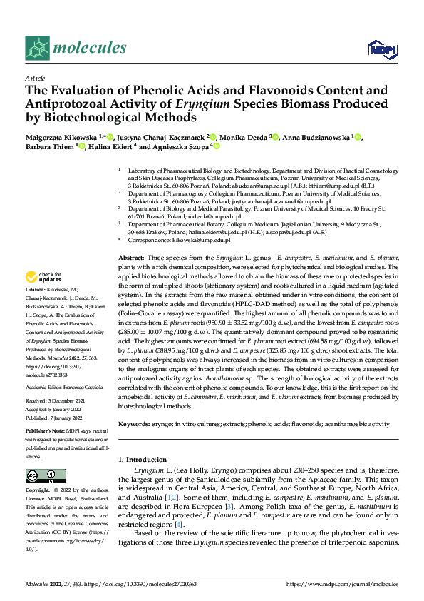 (PDF) The Evaluation of Phenolic Acids and Flavonoids Content and ...