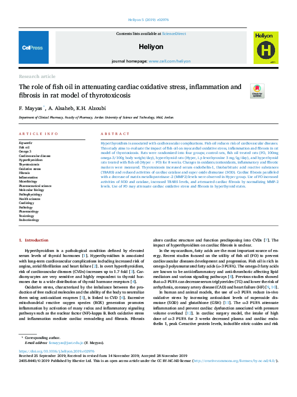 (PDF) The role of fish oil in attenuating cardiac oxidative stress ...