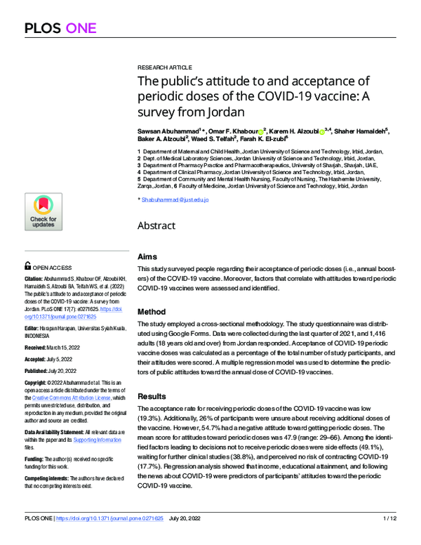 (PDF) The public’s attitude to and acceptance of periodic doses of the ...