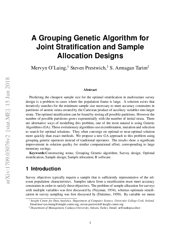 (PDF) A Grouping Genetic Algorithm for Joint Stratification and Sample ...