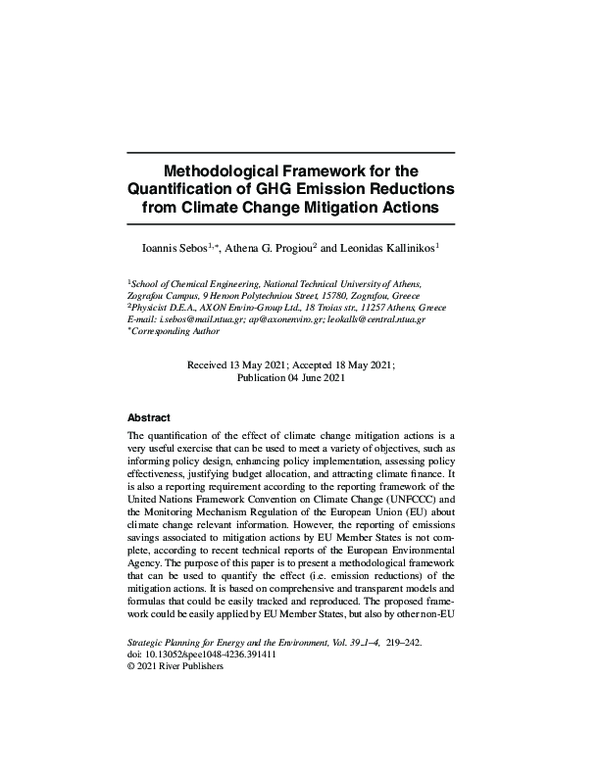 (PDF) Methodological Framework for the Quantification of GHG Emission ...