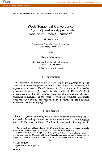 (PDF) Weak sequential convergence in L1(μ, X) and an approximate ...