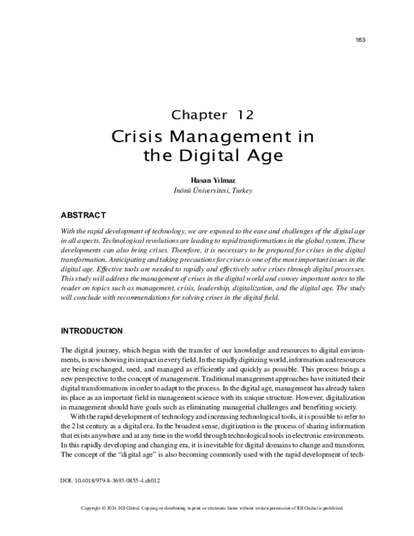 (PDF) Crisis Management in the Digital Age