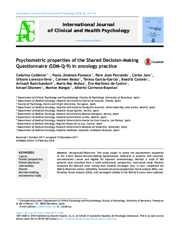 (PDF) Psychometric properties of the Shared Decision-Making ...