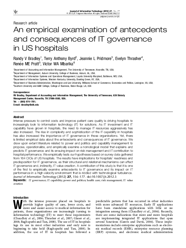 (PDF) An Empirical Examination of Antecedents and Consequences of IT ...