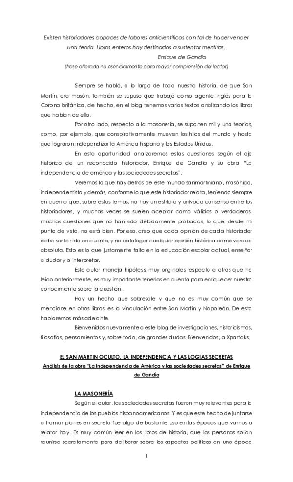 (PDF) EL SAN MARTIN OCULTO, LA INDEPENDENCIA Y LAS LOGIAS SECRETAS ...
