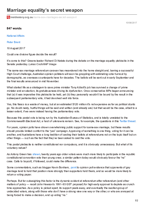 (PDF) Marriage equality's secret weapon Peter Brent Academia.edu